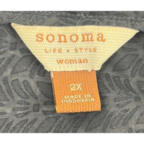 Sonoma Life + Style Womens 2X Button-Down Shirt Black - Picture 3 of 5